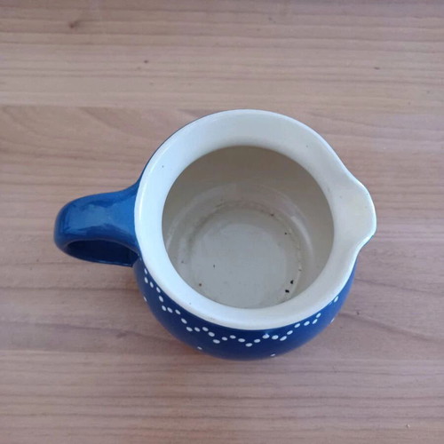 Royal blue polka dot carafe jug