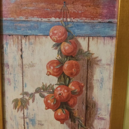 Pomegranate framed art used in handmade wooden frame
