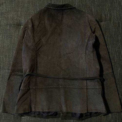 Womantex jacket size 46 brown with belt, vintage suede look, like new