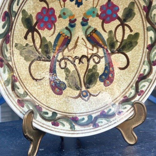 Collectible ceramic decorative plate Athens signed with peacocks 24cm used