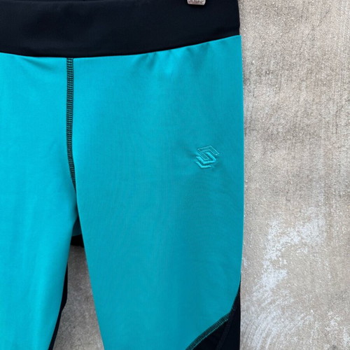 Legging Simart used with mesh panels, size S-M, black and turquoise