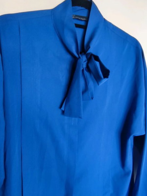 Blue royal shirt with neck bow used, size M