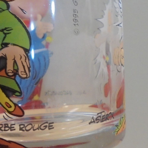Asterix Abraracourcix & Barbe Rouge vintage Nutella promotional glass 1995 used