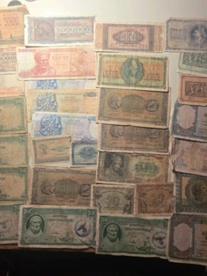 Greek banknotes used, pack of 30, moderate to low condition