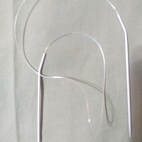 Circular knitting needles used, 4 pairs, sizes 2.5 to 7