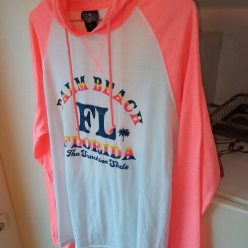 Unisex Surfing Style long-sleeve shirt pink white like new No L,M