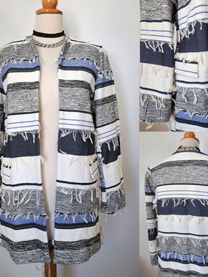 Long Zara blazer-jacket new, blue striped, size M