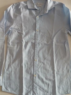 Zara Boys Kids Shirt used 13-14 years 164cm slim fit blue white