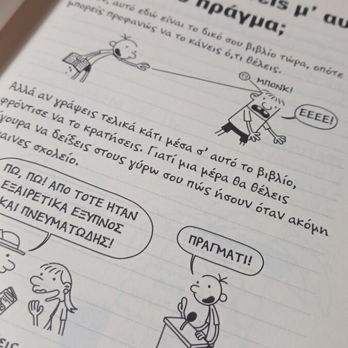 Diary of a Wimpy Kid book used, Greek, interactive journal
