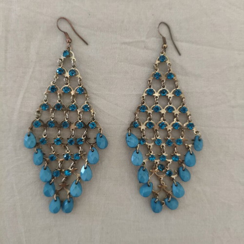 Vintage Boho Chandelier Earrings with Turquoise Stones like new