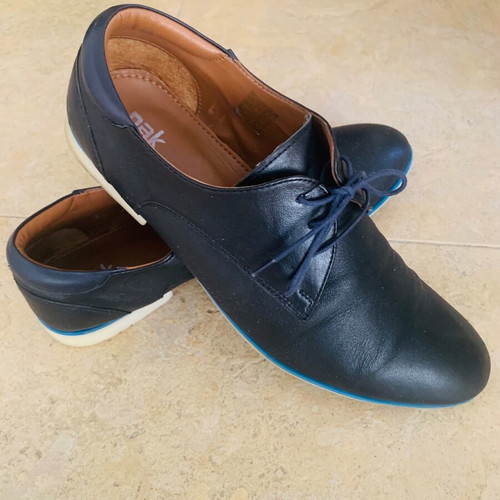 Nak leather moccasin shoes, blue, size 46