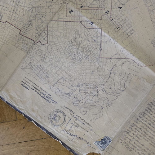 Athens map 1955 used, large size, with wear