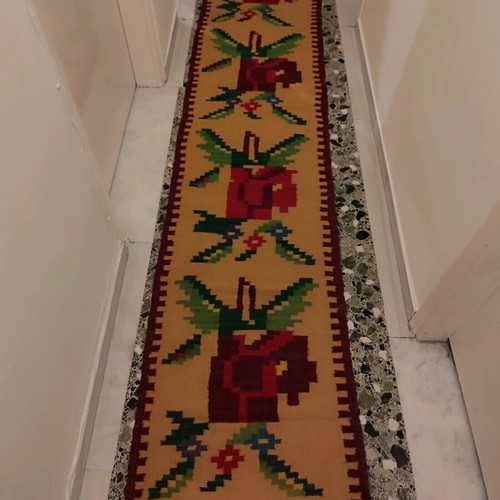 Long handmade wool runner 3.10x0.62 like new