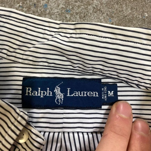 Ralph Lauren black and white striped dress shirt, M, embroidery