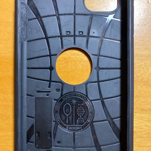iPhone 11 Spigen Armored protection case used with black back stand