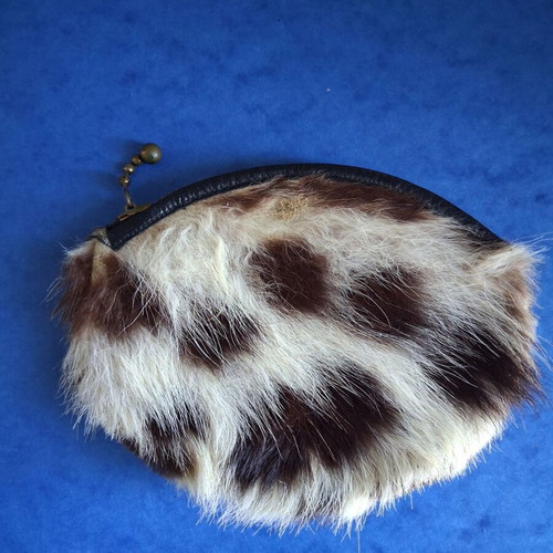Vintage fur wallet like new, 12.5cm × 10cm, white and black