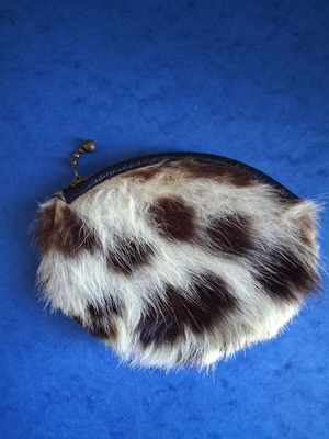 Vintage fur wallet like new, 12.5cm × 10cm, white and black