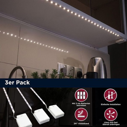BestLuz LED battery strips, 3 x 1 m, 4000 K neutral white