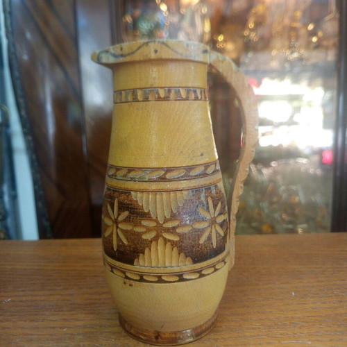 Wooden carved handmade jug like new with designs