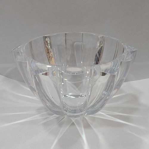 MCM heavy tall crystal bowl Rogaska used with signature