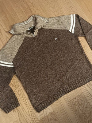 Dur vintage Y2K quarter-zip sweater used, brown and beige