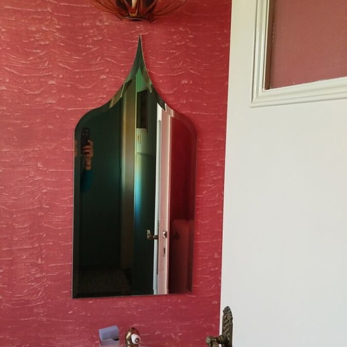 Murano blown glass wall light with brass details, amber color