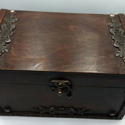 Vintage wooden box with decorative elements like new