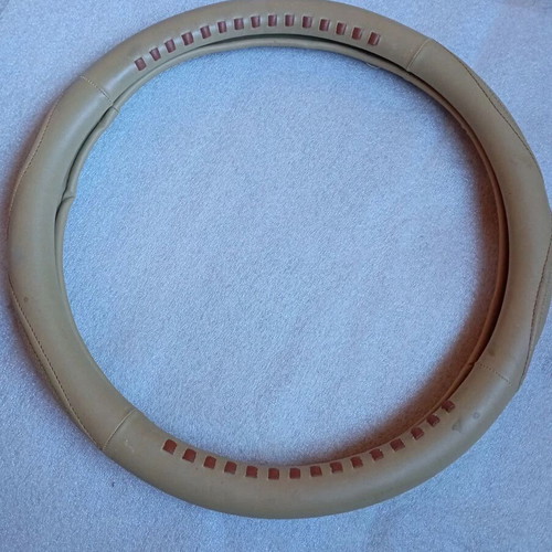 Steering wheel cover beige leather medium 37 cm like new