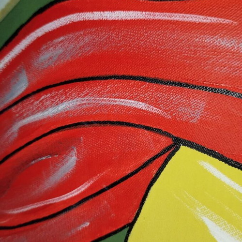 Pop Art Acrylic Painting on Canvas 60x80 cm New, Signed