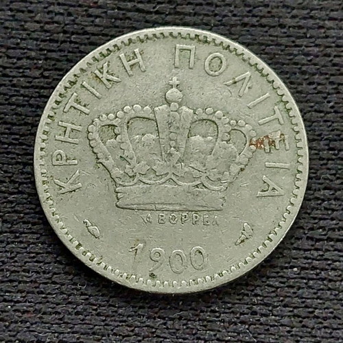 Cretan State Coin 20 Lepta 1900 used