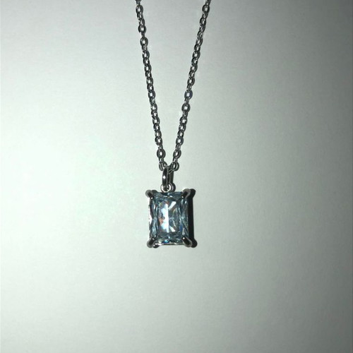 Steel necklace new with silver crystal pendant