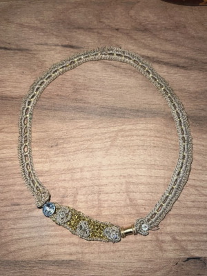 Handmade boho macrame necklace like new, beige