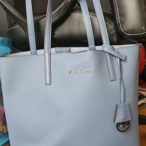 Michael Kors shoulder bag blue used, leather with pouch