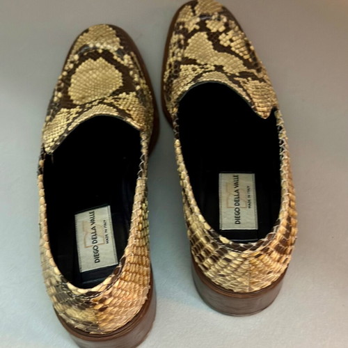 Diego Della Valle Vintage Loafers Made in Italy Python Leather Size 38.5 Like New