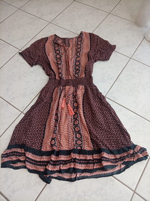 Only boho summer dress, black and brown, size S