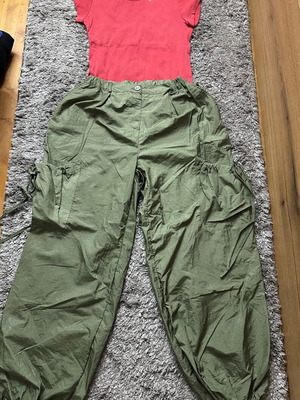 Cargo women's pants used khaki with wide leg
