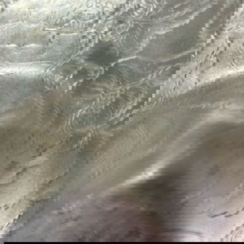 Винтидж алуминиев поднос с дръжки употребяван, релефни флорални плодове Motiltheartlyons