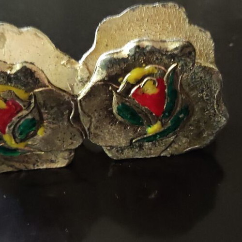 Napkin holder used, old handpainted with enamel