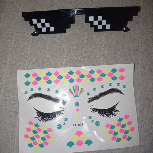 Thug Life Glasses and Glowing Face Tattoo New Pack