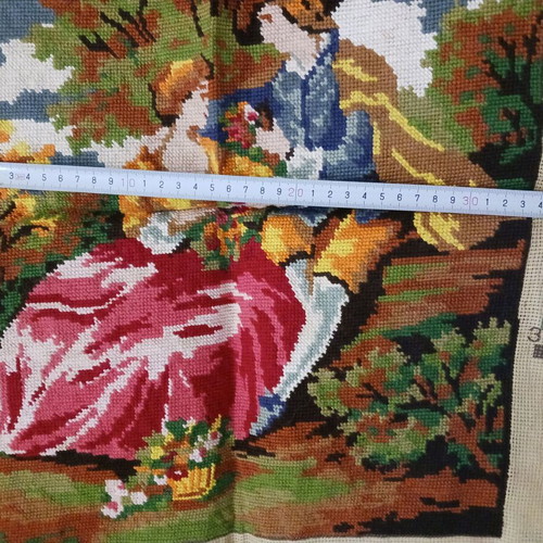 Vintage embroidered couple textile painting like new 43x33 cm