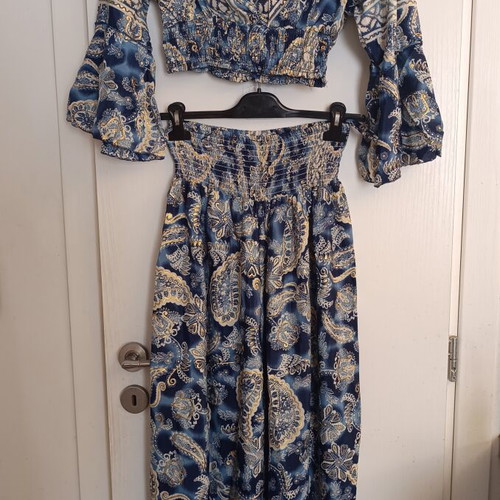 Blue Paisley Co-Ord Set for Women New Stylish Two Piece Outfit