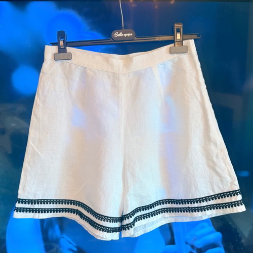 Aggel Knitwear Linen Shorts 100% New, High Waist, Black and White