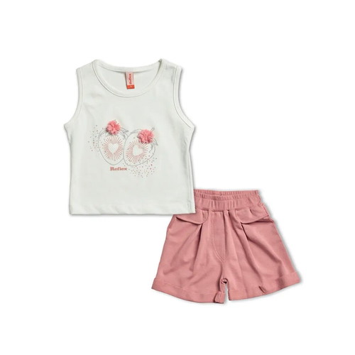Strawberries Shorts & T-shirt Set Reflex new, white and pink, sizes 4-5 years