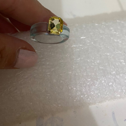 Monopetro plastic ring with yellow stone 18 mm new