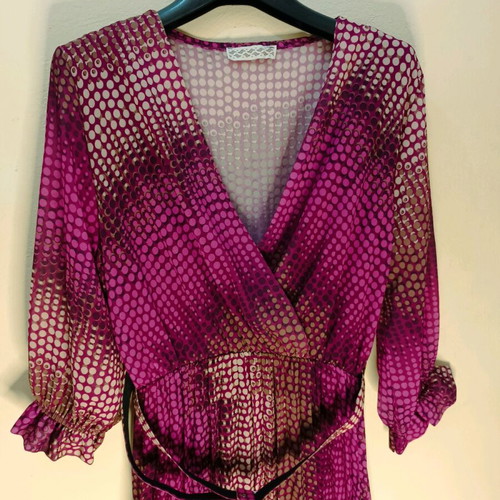 Midi wrap polka dot dress Dress2unDress like new, purple, size Small/Medium