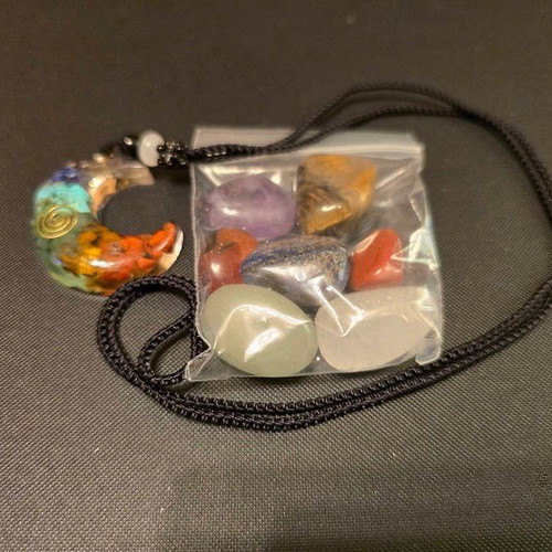 Energy Meditation Set 7 Chakras with Stones and Orgonite Moon New