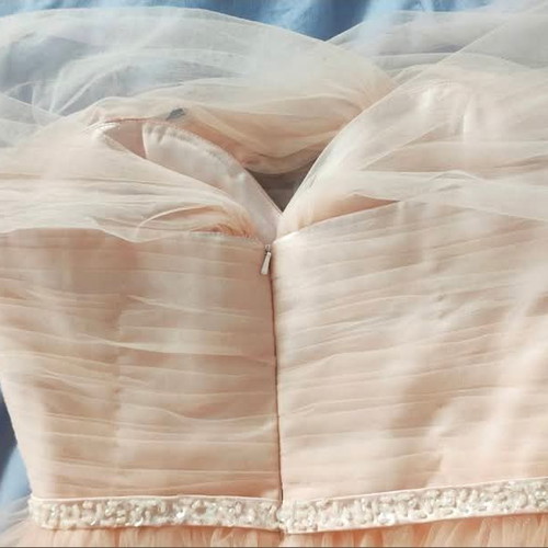Romantic wedding dress like new, salmon nude tulle and satin with belt