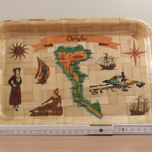 Bamboo Serving Tray like new, Corfu souvenir