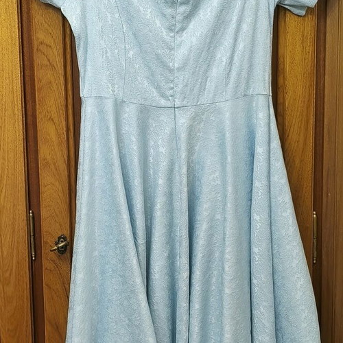 London Boutique Brocade Stretch Dress Blue Like New