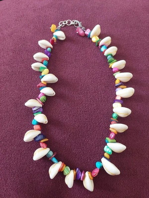 Handmade shell necklace with colorful beads